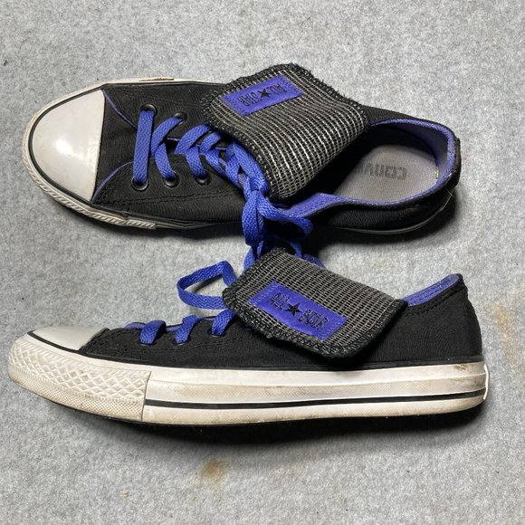 Converse Chuck Taylor All Star Ox Mega Tongue Black Purple Glitter Low Sneakers - Picture 1 of 13